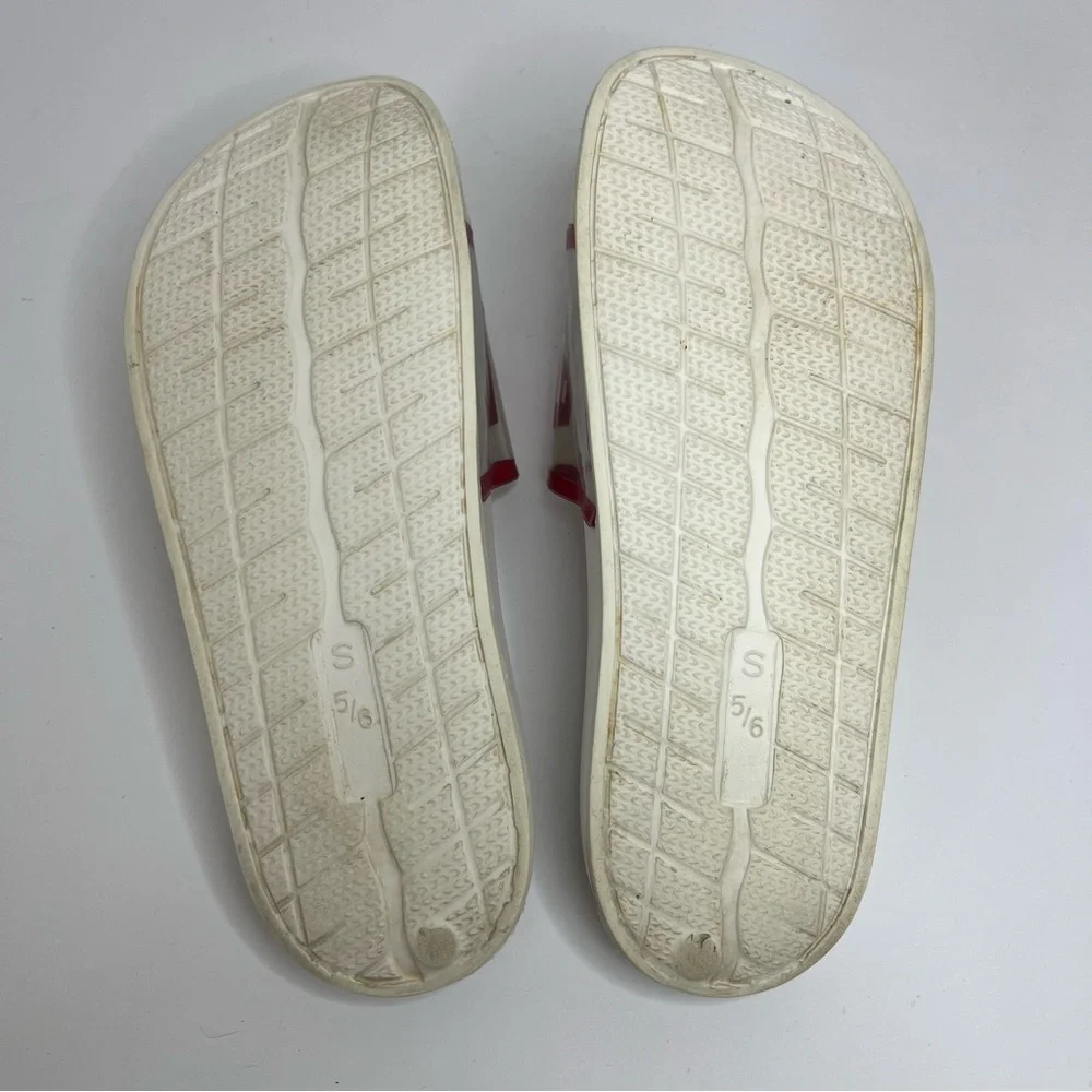 Alabama Crimson Tide White Slide Sandals Womens 5/6 Small Clear Strap Bama Block